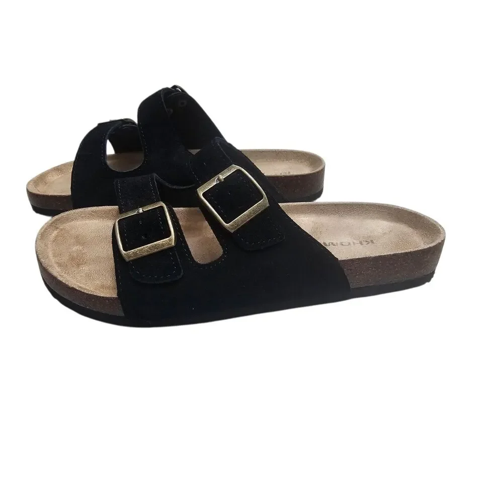 New Khombu Women's Ashville Suede Sandals 8 Black
